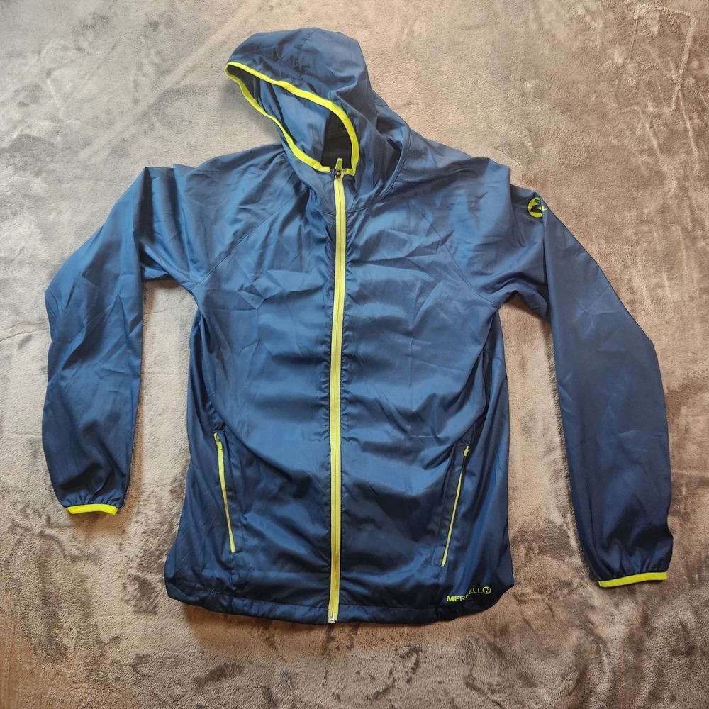 Merrell Jacket Mens Small Blue Select Dry Lightweight Hooded Windbreaker